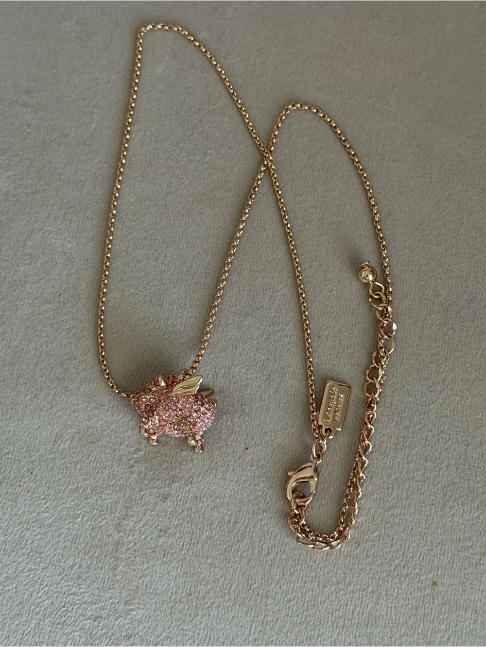 Kate Spade New York “Imagination” Pavé Flying Pig Mini Pendant Necklace 🐷